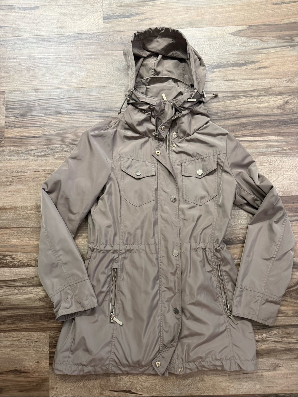 Michael Kors Taupe Hooded Utility Anorak Jacket